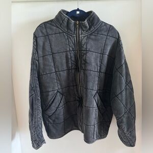 Free People Dolman Quilted Knit Jacket Black